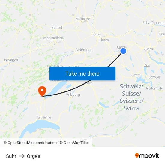 Suhr to Orges map