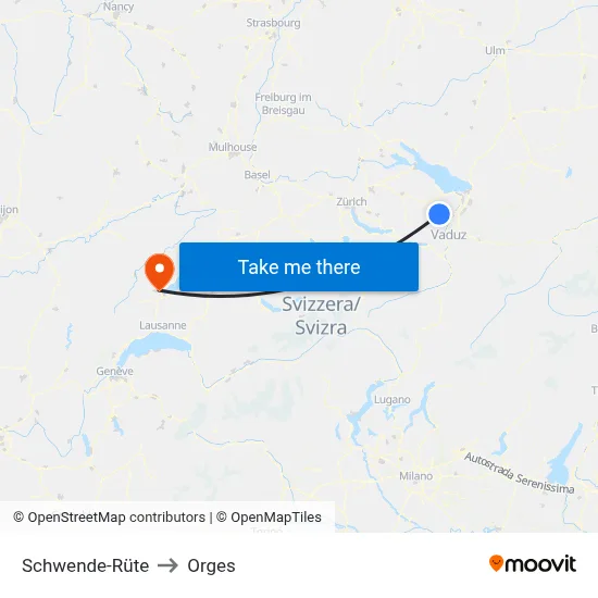 Schwende-Rüte to Orges map