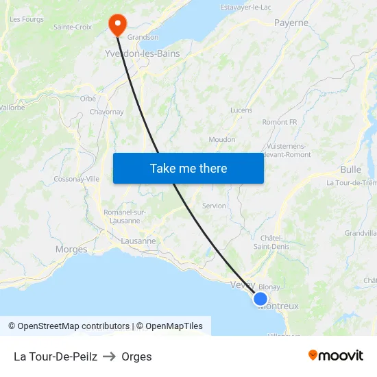 La Tour-De-Peilz to Orges map