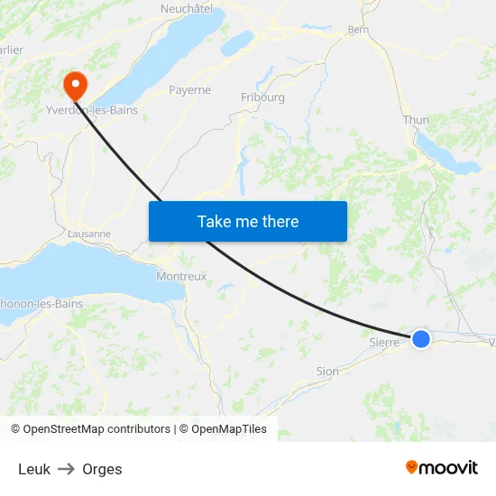 Leuk to Orges map