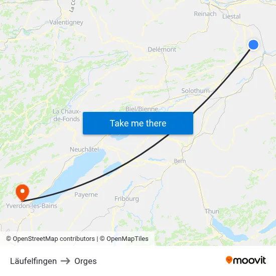 Läufelfingen to Orges map