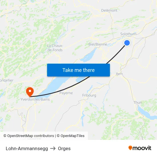 Lohn-Ammannsegg to Orges map