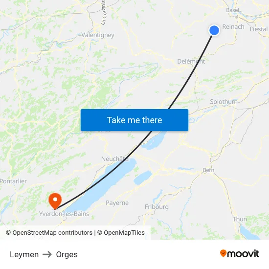 Leymen to Orges map
