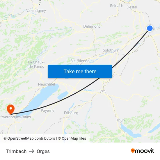 Trimbach to Orges map