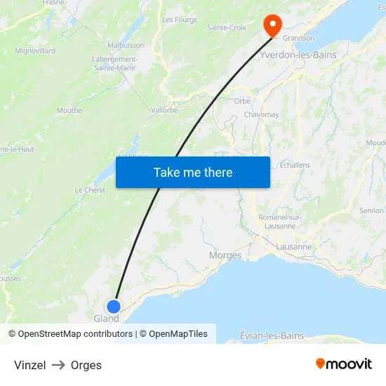 Vinzel to Orges map