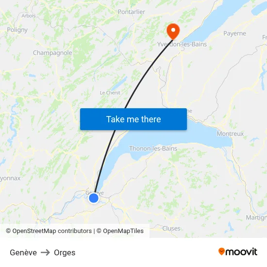 Genève to Orges map