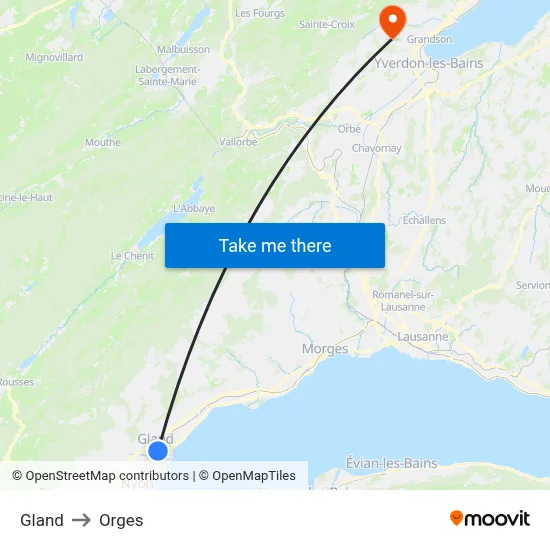 Gland to Orges map