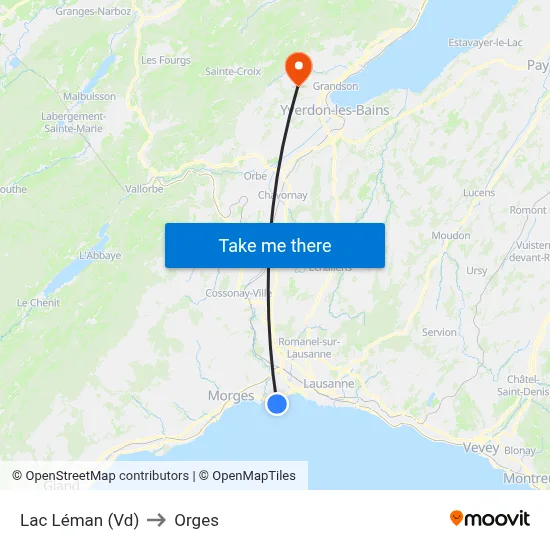 Lac Léman (Vd) to Orges map