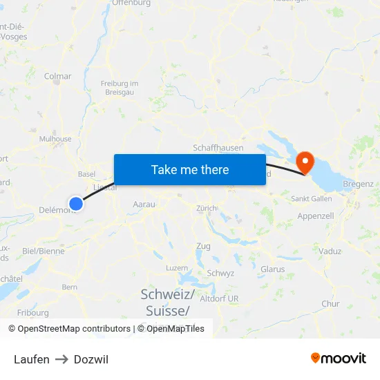 Laufen to Dozwil map