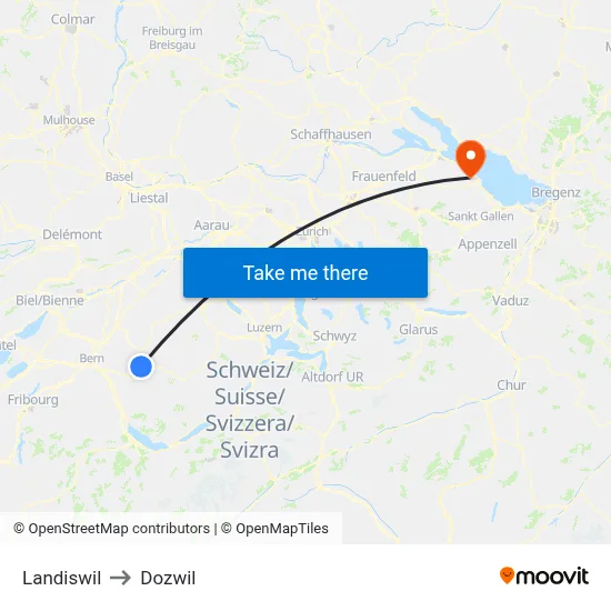 Landiswil to Dozwil map