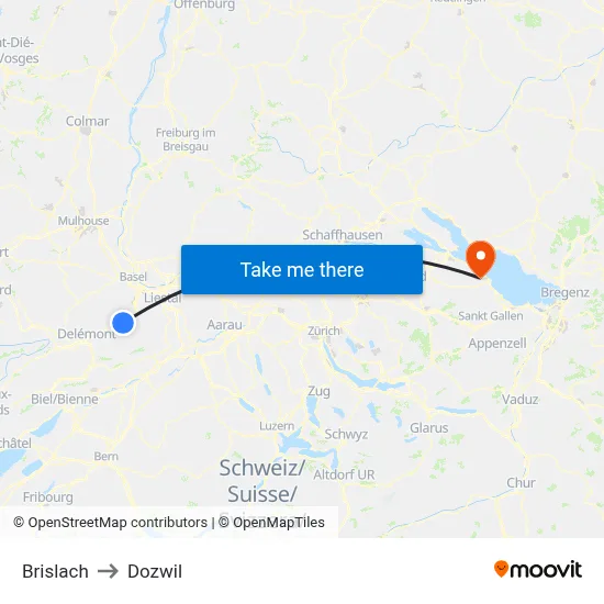 Brislach to Dozwil map