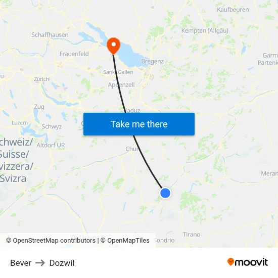 Bever to Dozwil map