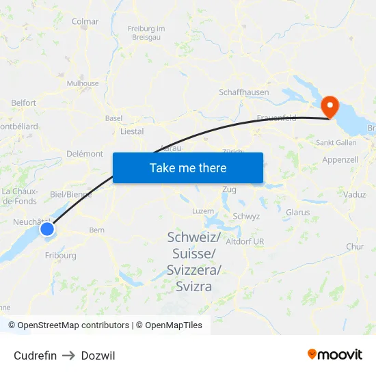 Cudrefin to Dozwil map