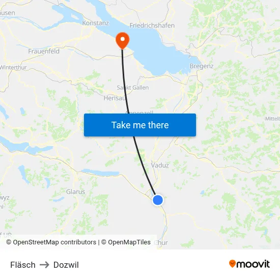 Fläsch to Dozwil map