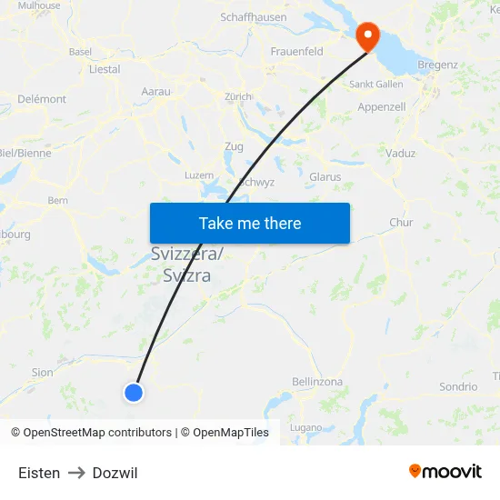 Eisten to Dozwil map