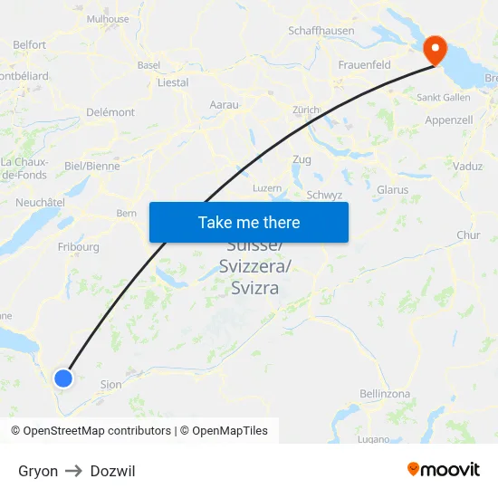 Gryon to Dozwil map