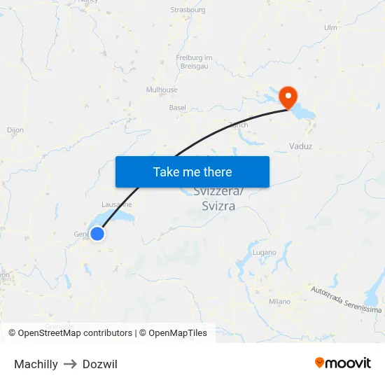 Machilly to Dozwil map