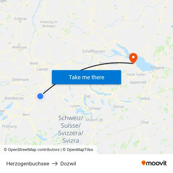 Herzogenbuchsee to Dozwil map