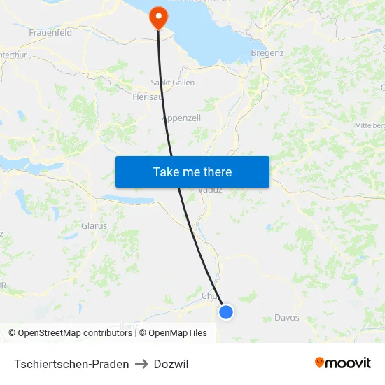 Tschiertschen-Praden to Dozwil map