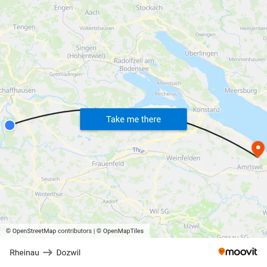Rheinau to Dozwil map