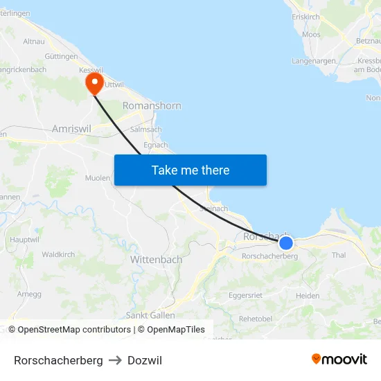 Rorschacherberg to Dozwil map