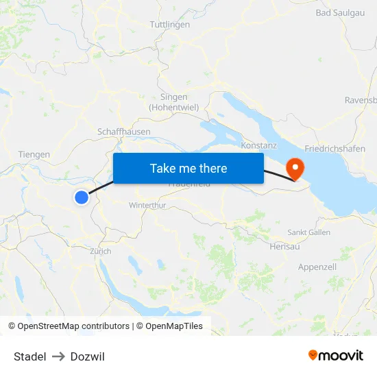 Stadel to Dozwil map