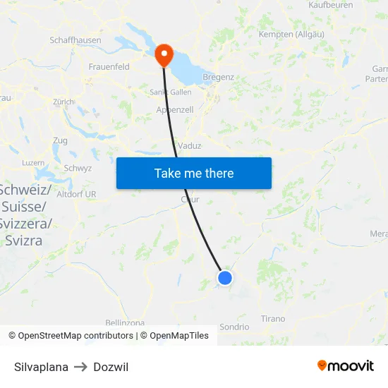 Silvaplana to Dozwil map