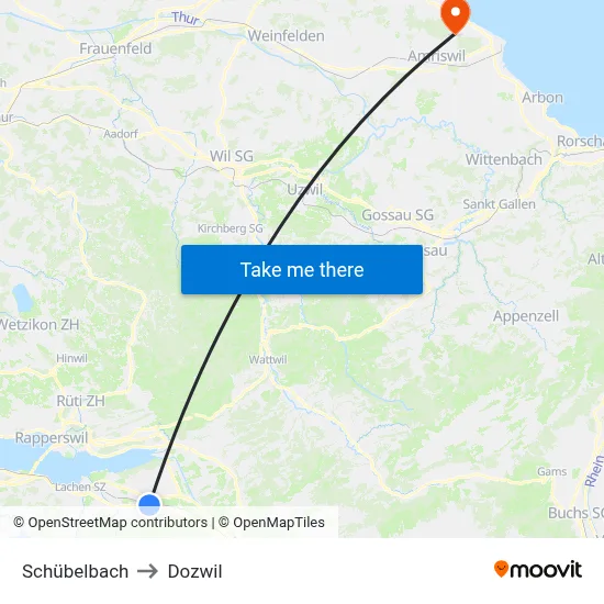 Schübelbach to Dozwil map