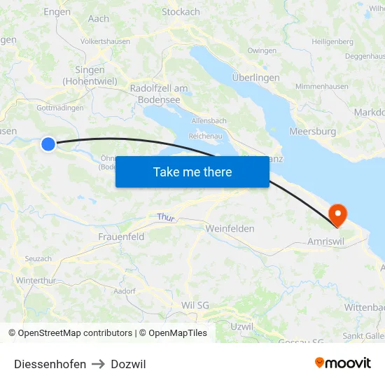 Diessenhofen to Dozwil map