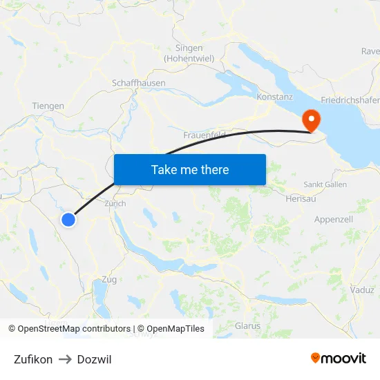 Zufikon to Dozwil map