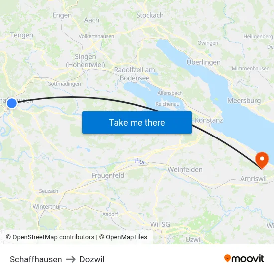 Schaffhausen to Dozwil map