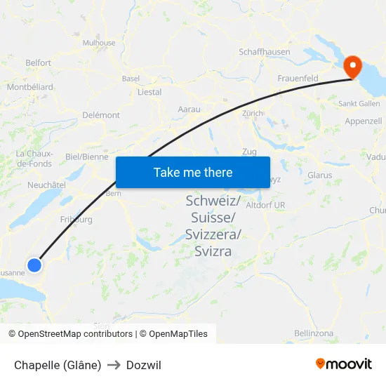 Chapelle (Glâne) to Dozwil map