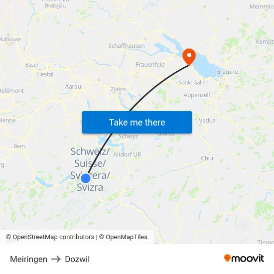 Meiringen to Dozwil map