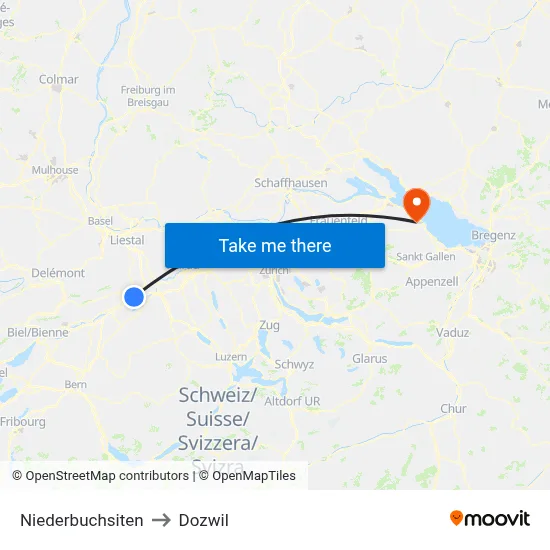 Niederbuchsiten to Dozwil map