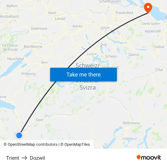 Trient to Dozwil map