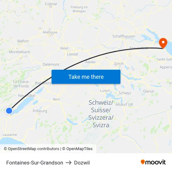 Fontaines-Sur-Grandson to Dozwil map