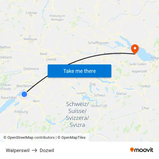 Walperswil to Dozwil map