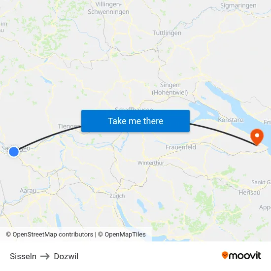 Sisseln to Dozwil map