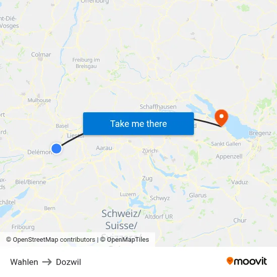 Wahlen to Dozwil map