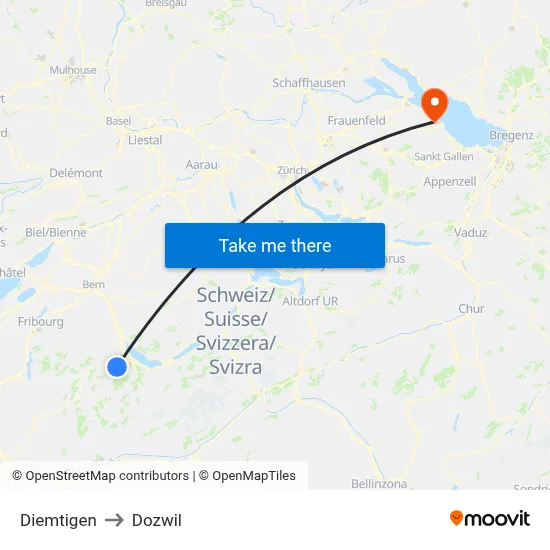 Diemtigen to Dozwil map