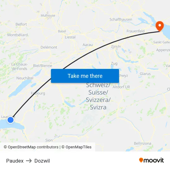Paudex to Dozwil map