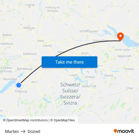 Murten to Dozwil map