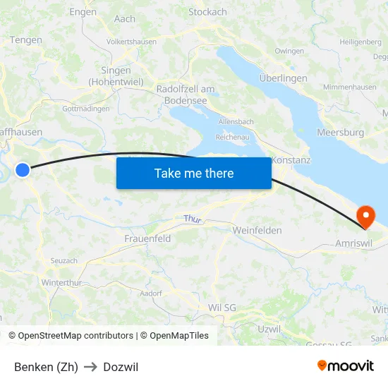 Benken (Zh) to Dozwil map