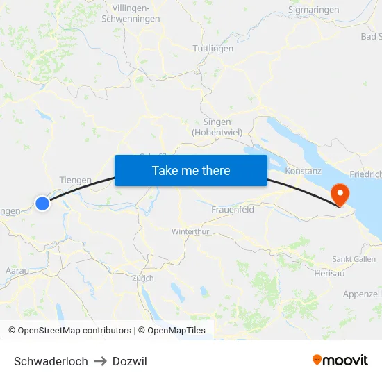 Schwaderloch to Dozwil map