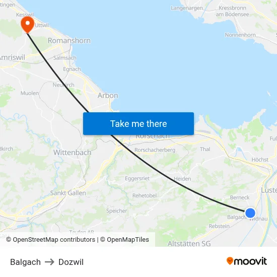 Balgach to Dozwil map