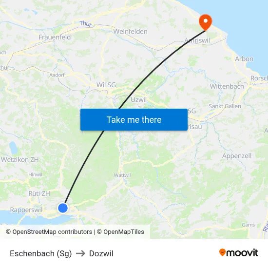 Eschenbach (Sg) to Dozwil map