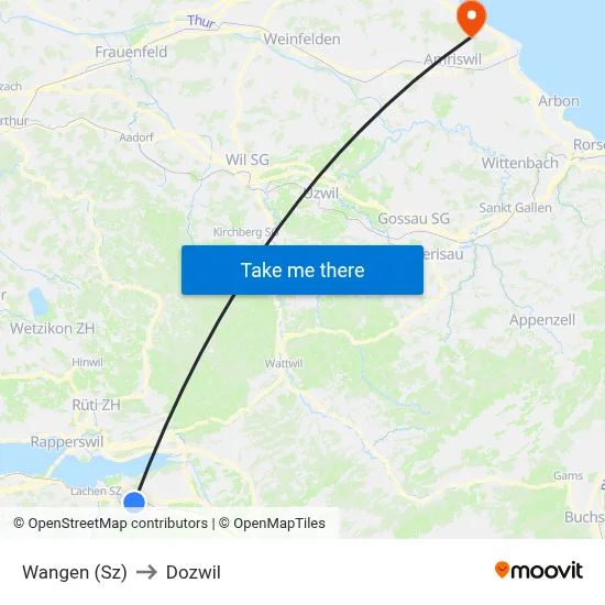 Wangen (Sz) to Dozwil map