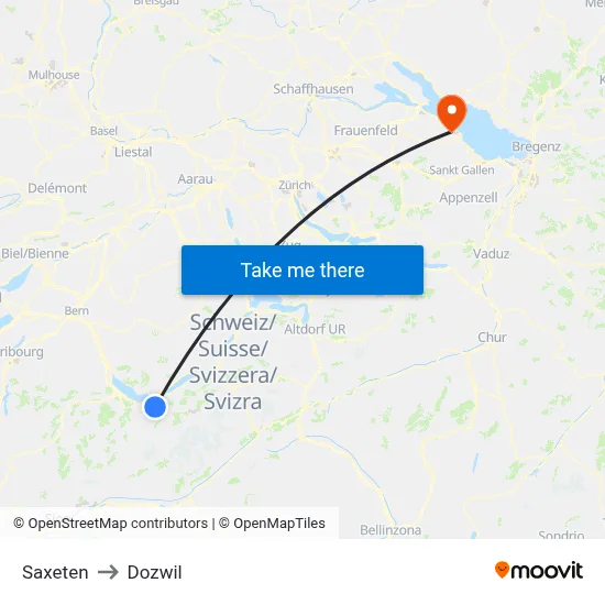 Saxeten to Dozwil map