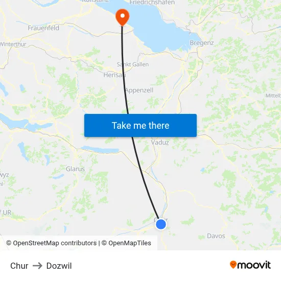 Chur to Dozwil map