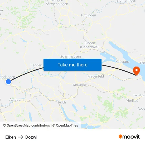 Eiken to Dozwil map